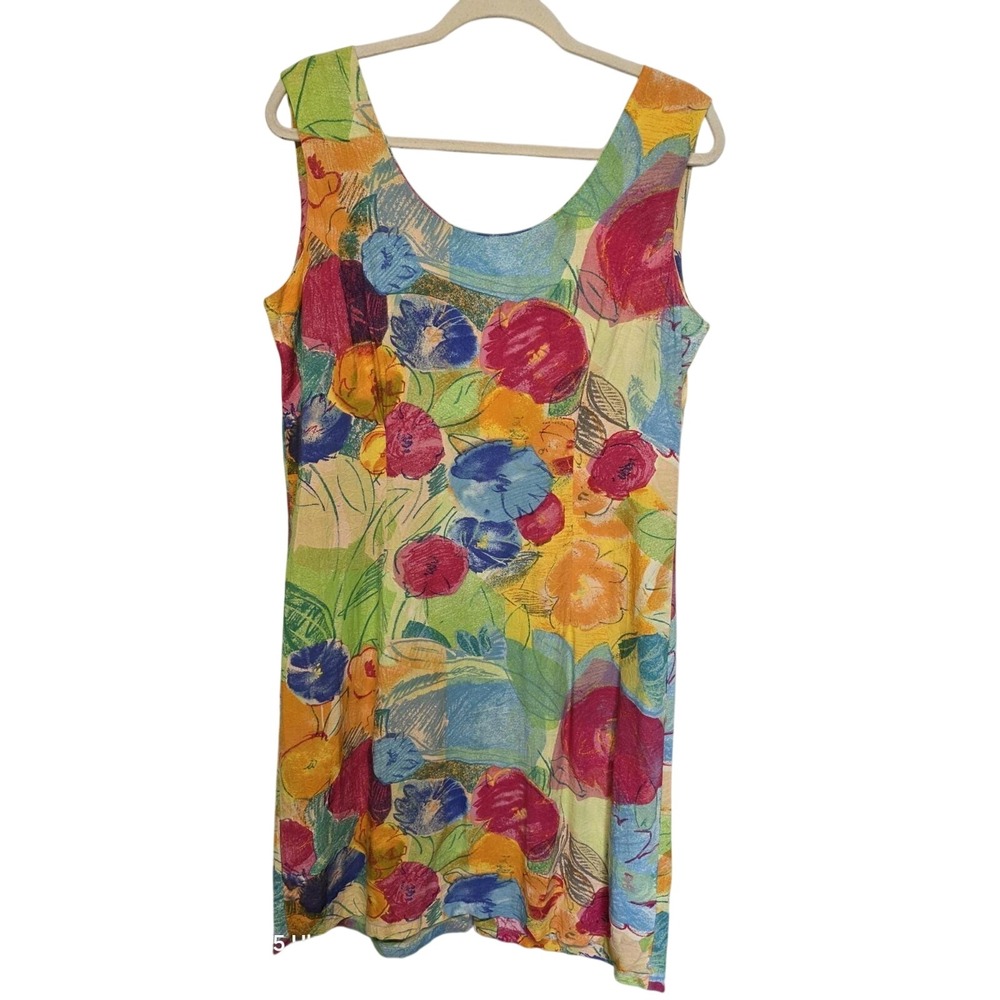 Vintage Jams World Womens Dress 11 Floral Hawaiian Classic Watercolor Sleeveless